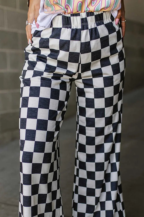 'Lola' Checkered Wide Leg Pants - Celes Fashion